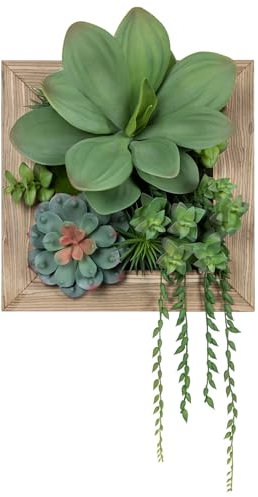 Arborus Suculentas artificiales en caja de madera, plantas artificiales, decoración de pared, plantas artificiales colgantes de pared, suculentas para estética, decoración de mesa, alféizar de ventana