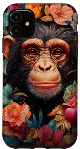 Affe Schimpanse Dschungel Tier Boho Floral Hülle für iPhone 11