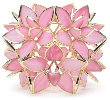 ValueLights | Pink Easy Fit Glass Flower Pendant Ceiling/Table Lampshade | Lamp Shades, Home Décor & Improvement Essential | Includes Bulb [3000K Warm White] | 210mm Shade Width