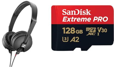 Sennheiser HD 25 LIGHT Lightweight On-Ear DJ & Monitoring Headphones & SanDisk 128GB Extreme PRO microSDXC card + SD adapter + RescuePro Deluxe, up to 200 MB/s