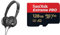 Sennheiser HD 25 LIGHT Lightweight On-Ear DJ & Monitoring Headphones & SanDisk 128GB Extreme PRO microSDXC card + SD adapter + RescuePro Deluxe, up to 200 MB/s
