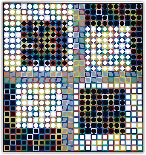 Gnvkd Ecbxz Victor Vasarely Poster Abstrakte Wandkunst Victor Vasarely Leinwand Malerei Victor Vasarely Kunstdrucke Moderne Bilder für Wohnkultur 60x60cm Kein Rahmen
