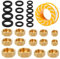 UTMACH Tappo Filettato in Ottone 14 Pezzi 1/8 1/4 3/8 1/2 3/4 Femmina Tappo Ottone con Guarnizione 14 Pcs e Nastro Teflon Idraulico Tappo Femmina per Tubi dell'Acqua Esterni da Giardino