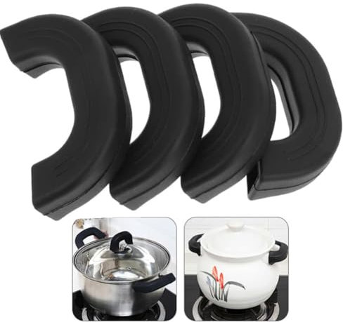 Pot Handle Holder, 4pcs Silicone Assist Handle Holder heat-resistant and Heat-insulating Silicone Handles Silicone Pot Earrings Anti-scald Hand Protector, Suitable for Pans, Casserole, Frying Pans