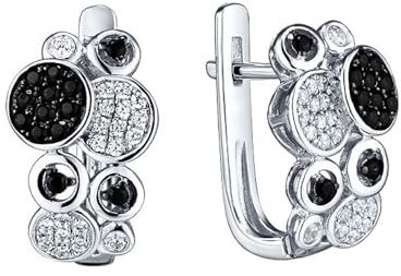 Sokolov Ohrringe aus 925 Silber mit Zirkonia und schwarzen Spinellen