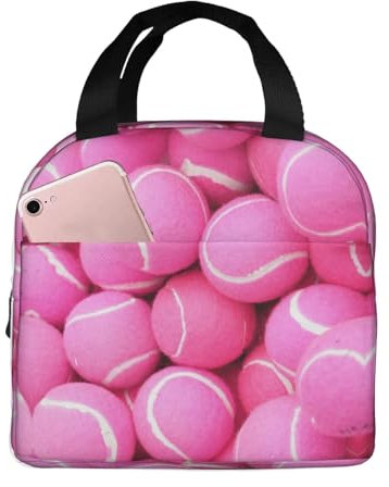 SABFWF Lonchera térmica unisex con estampado de pelotas de tenis de color rojo brillante, de tela Oxford de alta densidad, para adultos