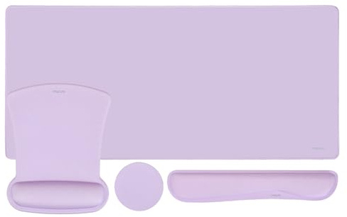 MOSISO Keyboard Mouse Pad Set, Large Gaming Pad&Keyboard Wrist Rest&Mouse Wrist Rest&Coaster, Ergonomic Non-Slip Mousepad&Easy Typing Cushion with Memory Foam for Home Office, Dusty Lilac