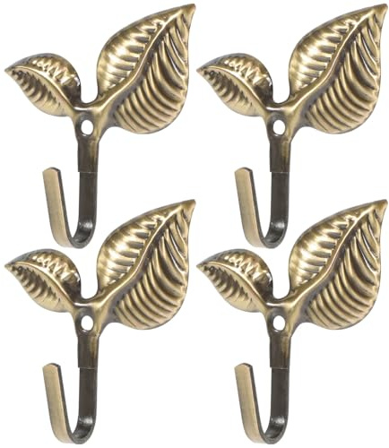 Angoily Ganci da parete in ferro battuto, per montaggio a parete, ganci in metallo rustico con superficie anticata, ganci decorativi per cappotti, cappelli, borse, asciugamani, 4 pezzi, con viti