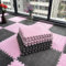 10 Stück Spielmatte aus Plüschschaum, quadratisch, langflorig, Puzzlematte für Spielzimmer, 30 x 30 x 1 cm, Grau und Rosa