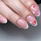 Press On Nails - 24 Pcs Almond Short False Tips - Nude Pink Oval White French With Heart Design - Sweet Natural Stick On for Women Girls DIY Art Accessories Salon Home