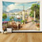 Daesar Wandteppich 150x130CM, Wandbehang Nordisch Küstenstadt Wandteppich Polyester Outdoor Kinderzimmer