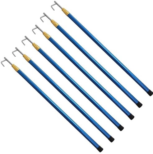 MLYAYE 6 Pack Commercial Multifunctional Boat Hook Pole, Telescopic Rescue Pull Poles Equipment Heavy Duty for Drowning Victims, Professional & Utility Cargo Gripping Tool(Blue,6M/19.7FT)