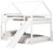MODUDY 140x200 cm lit superposé Enfant avec Toboggan, lit Mezzanine 2 Places, lit Cabine Enfant, Cadre de lit Enfant 140x200 avec sommier à Lattes, Blanc