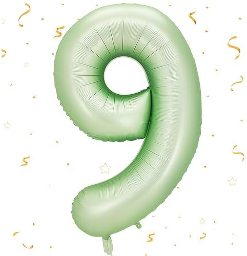 EWODEIEW Zahlen Luftballon 9 Salbei Grün,40 Zoll Luftballon Zahlen 9 Folien Ballon,Luftballon 9. Geburtstagsdeko Mädchen Riesen Folienballon 9. for Mädchen Jungen Birthday Party Geburtstag Dekor