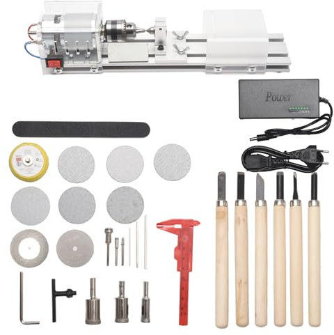 Rtxbvg Mini Tour Machine Bricolage Travail Du Bois Tour à Bois Fraiseuse Meulage Perles De Polissage Perceuse Ensemble D'Outils Rotatifs Prise Ue