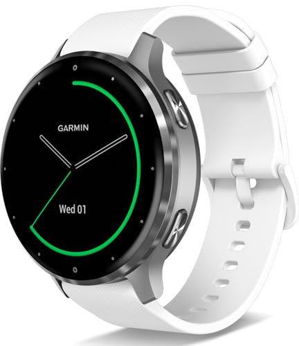 Coiwxmoi 18mm Armband Kompatibel mit Garmin Vivoactive 4S / Venu 2S / Venu 3S / Forerunner 255S / 265S / Vivomove 3S / Active S/Move 3S, Weich Silikon Sport Ersatz Armbänder für Damen Herren, Weiß