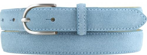BELTINGER Damen-Gürtel aus Veloursleder 2,5 cm | Velour-Ledergürtel für Damen 25mm | Wildleder-Gürtel mit runder Gürtelschließe | Jeansblau 95cm