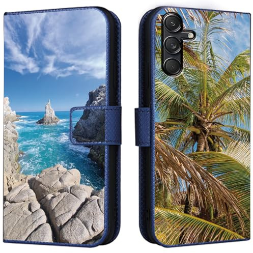 CAXKJE Personalised Photo Phone Case for Samsung Galaxy A17,Design Your Own Photo Image,Text Phone Case,PU Leather Flip Cover Wallet Case Anti Drop Personalised Case -SAMHD-Blue
