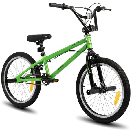 HILAND BMX Freestyle 20 Pollici con 4 Pegs per Ruote e Sistema Sterzo Rotore 360°, per Ragazzi, Ragazze e Adolescenti dai 7 Anni in Su, Nero/Verde/Rosso/Bianco