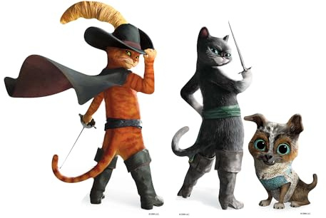 Star Cutouts SC4749 Puss in Boots, Kitty Softpaws & Perrito Shelf Top Cardboard Cutouts 29cm - The Last Wish Party Decorations, Desk Display & Fan Gift Set