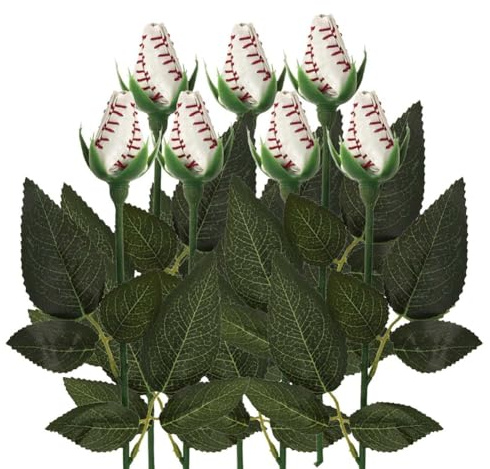 Bosiyrggrl Softball Rose Sport Leather Rose Handmade Artificial Softball Flowers Gift for Softball Mom Fans Team Graduation,B