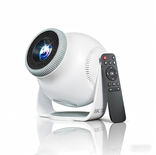 Mini projecteur, 2026 nouveau projecteur portable Android 14 avec WiFi et Bluetooth, prend en charge la correction automatique du trapèze 4K, projecteur à courte portée pour chambre/extérieur/iPhone