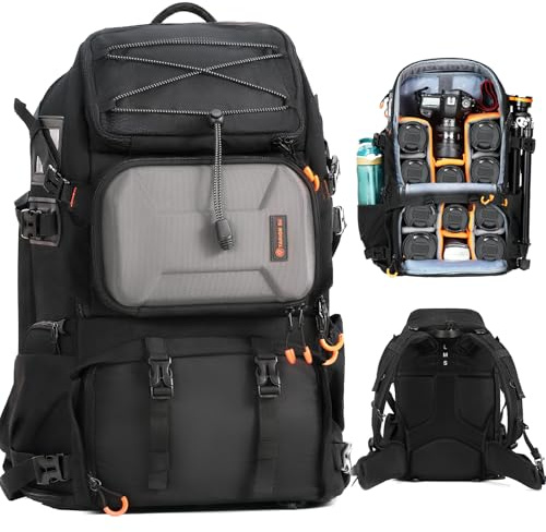 TARION Large Camera Backpack Bag 30L Side Access with 17.3 Laptop Sleeve | Waterproof Fits 2 Cameras+ 10 Lenses Max Rain Cover Tripod Holder High-Density Foam Padding for Photographers Hiking PB02