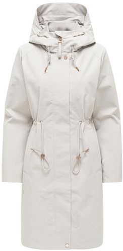 MARIKOO Damen Parka (S-3XL) mit Kapuze, verstellbarem Taillenzug und Eingrifftaschen mit Blende - N136