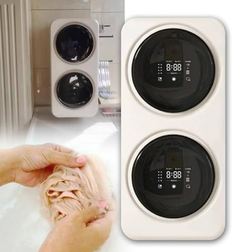 Intelligente Mini-Waschmaschine mit zwei Trommeln, automatischer Selbstreinigung, Digitalanzeige, energiesparendem Frischluftsystem, bürstenlosem Gleichstrommotor und 360°-Trommel Wall-mounted-White
