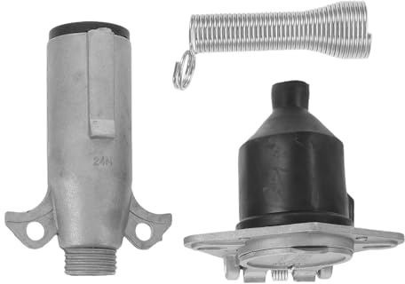 Healvian Prise de Remorque 7 Broches 24v Ronde Robuste avec Fiche et Connecteur Étanche pour Semi-remorque et Camping-Car, Adaptateur de Câblage Électrique pour Véhicules Poids Lourds,