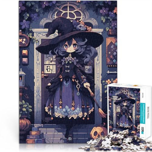 Puzzle 2000 pezzi per adolescenti Strega con scopa e teschio Giocattolo educativo per l'apprendimento Giocattoli per la decorazione della casa 70x100cm