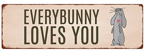METALLSCHILD Blechschild Everybunny Loves You Ostern Dekoration Osterhase Shabby