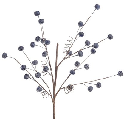 Dekozweig Beerenstrauß Schlehe, blau frostig, 20 x 60 cm | Zweig
