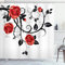 ABAKUHAUS gotisch Duschvorhang, Wirbelnde Roses Garten, Stoffliches Gewebe Badezimmerdekorationsset mit Haken, 175 x 200 cm, Vermilion Schwarz Weiß