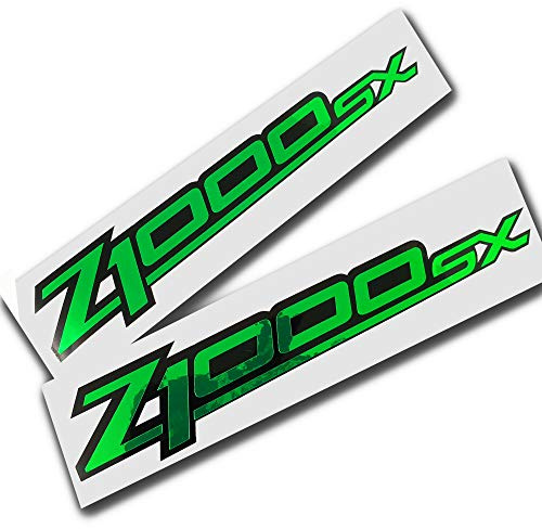 Twisted Melon Kawasaki Z1000sx Z 1000 SX Grafik-Aufkleber, Grün/Chrom auf Schwarz, 2 Stück