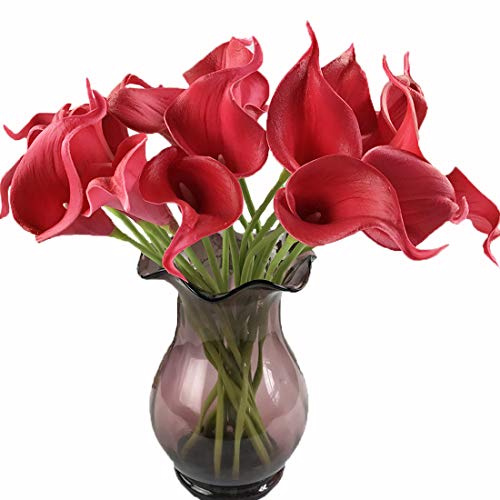 Calcifer Calla-Lilien-Brautsträuße aus Latex, für Hochzeiten, 20 Stück (Rose)