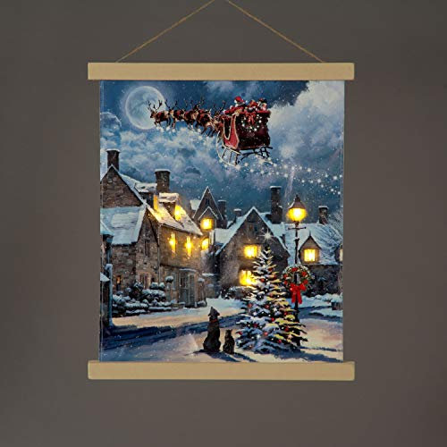 Battery Operated 47 x 38cm Light up Street with Christmas Tree Hanging Wall Art