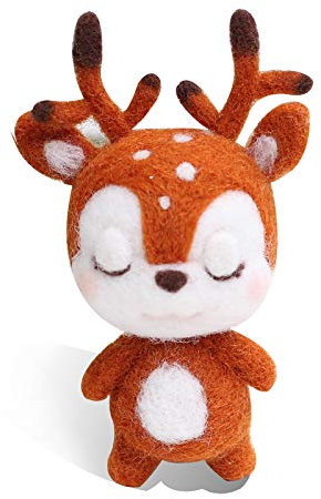 TopHomer Wollfilz, Materialproduktionspaket, DIY, niedliches Handspinnen, Basteln, nicht fertig, für Anfänger, Nadelfilz, Handarbeitsset (Sika-Hirsch)