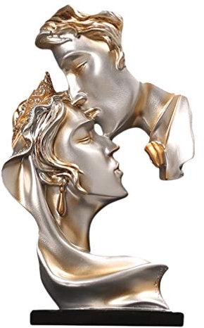 BESPORTBLE Paar Figuren Gold Statue Harz Küssen Liebhaber Skulptur Hochzeit Kreative Abstrakte Skulptur Desktop Moderne Kunst Figur für Home Office