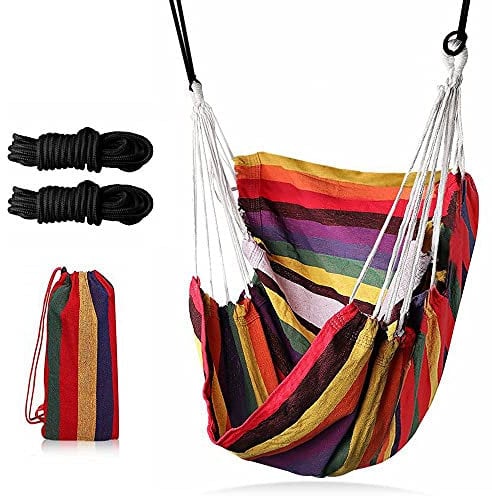 Gohytal Silla Colgante Exterior, Silla de Hamaca, Silla Colgante Jardín, Silla Colgante para Niños, Silla de la Hamaca para Interior/Exterior, Hogar, Terraza, Patio, Jardín, Carga 150 kg (Multicolor)