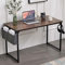 BAKAJI Scrivania Tavolo da Lavoro Porta Pc Computer Piano in Legno MDF con Struttura in Metallo Organizer Portatutto in Tessuto e Gancio Casa Ufficio Design Moderno Industriale 120 x 60 x H74 cm