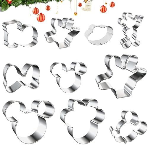 Cortador de Galletas Mouse 10pcs, Cortador de Galletas de Acero Inoxidable, Cortadores de Galletas para Niños, Juego de Cortadores de Galletas de Navidad, Decoración de la Torta Mouse