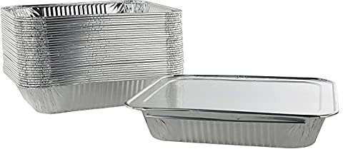 WSHA Pentole in Alluminio monouso da 500 Pezzi con Coperchio, pentole in Alluminio USA e Getta per l'uso in congelatore, Forno, Cottura di Alimenti, Riscaldamento, 2200ML