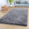 TT Home Teppich Wohnzimmer Hochflor Langflor Weich Soft Modernes Einfarbiges Design, Farbe: Grau, Größe:60x100 cm