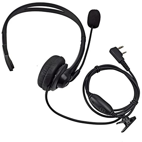 UAYESOK Zwei-Wege-Radio Overhead Ohrhörer Headset 2-polig mit Boom-Mikrofon, kompatibel mit Kenwood TK-2107 TK-3501 Baofeng UV-5R 888S Retevis RT24 RT27 H777 eSynic Wouxun Protalk Walkie Talkie