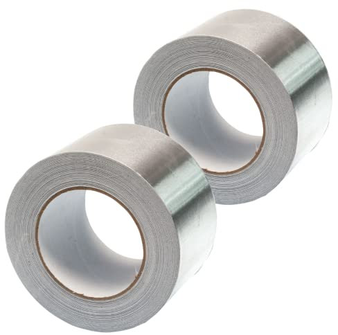 Gocableties Aluminium Foil Tape, 75mm (3) x 50m, Twin Roll Adhesive Insulation Tape for Insulating, HVAC Repair, Sealing Ducts, and Pipework, 2 Rolls