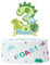 Gyufise 3Pcs Dinosaur 3rd Rex Happy Birthday Cake Topper Glitter T-Rex Third Cake Pick Baby Shower 3rd Birthday Dinosaur Theme Party Cake Decorations Supplies Green