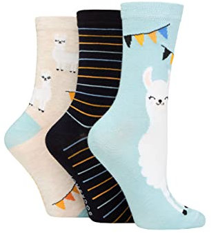 SockShop Lazy Panda Femme Nouveauté Chaussettes en bambou Paquet de 3 Lama 37-42