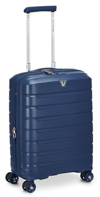 RONCATO B-FLYING Valigia Trolley Cabina Espandibile 4 Ruote 55x40x20/25 cm Rigida con Chiusura TSA, Bagaglio a Mano - BLU NOTTE