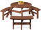 Best Choice Products Runder Picknicktisch aus Holz für 6 Personen, für Terrasse, Hinterhof, Garten, DIY mit 3 integrierten Bänken, 227 kg Tragkraft, Walnussbraun